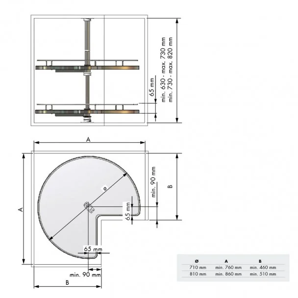 Bandeja Giratória 270º Tipo de Armário de Canto Cozinha Linha Compact