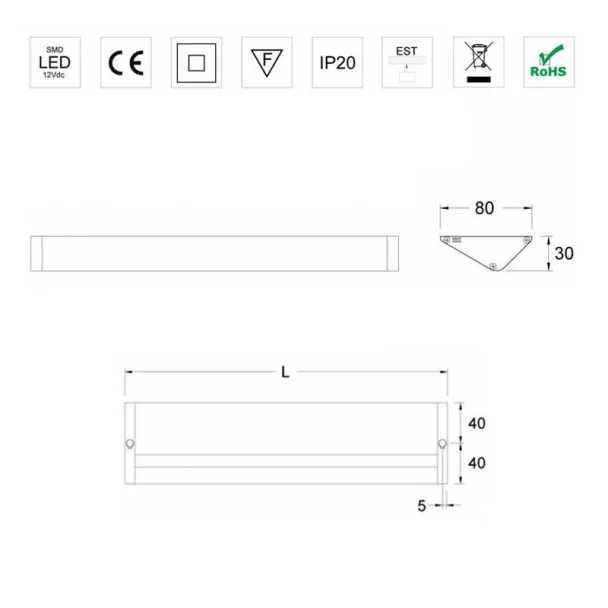 Régua de tomadas Led 240V 6000K Alba