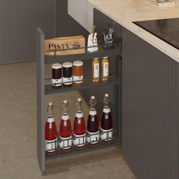 Suporte para Garrafas Extraível 3 Alturas Antracite Compact para Cozinha