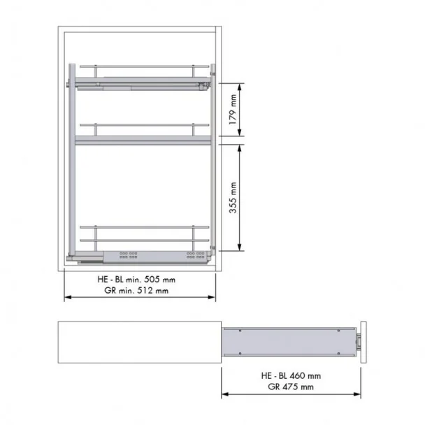 Suporte para Garrafas Extraível 3 Alturas Antracite Compact para Cozinha