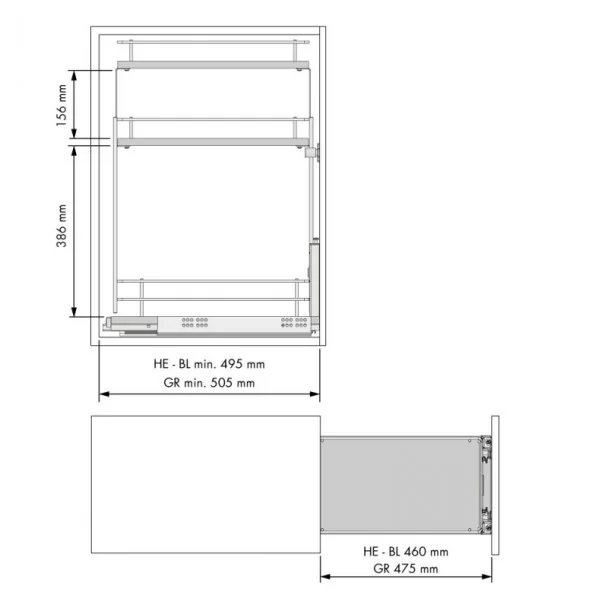 Garrafeiro 3 Alturas Extraível Antracite Compact para Cozinha