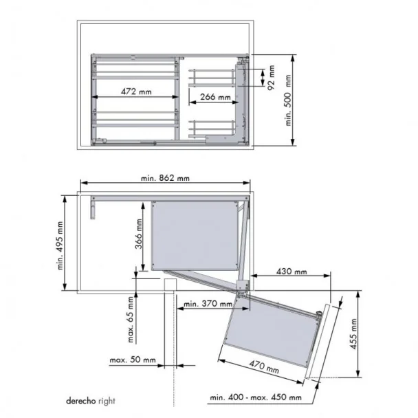 Estrutura Extraível Articulada Antracite Compact para Cozinha