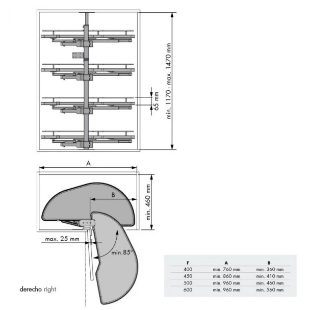 Coluna Deslizante Antracite Dolphin II Compact para Cozinha