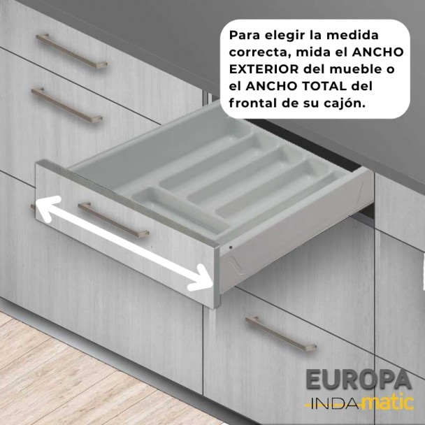 Gaveta Porta-Talheres de Cozinha Europa PVC Cinza