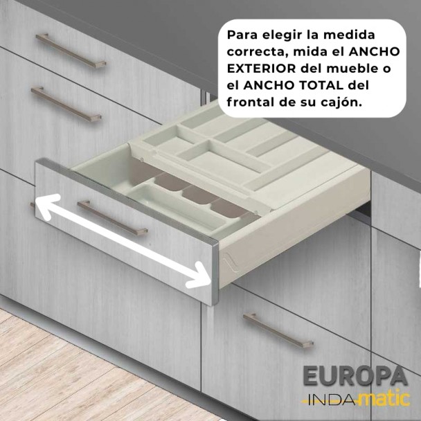 Gaveta de Cozinha Duplo Porta-Talheres Europa PVC Branco