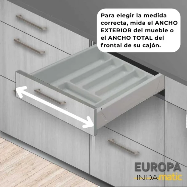 Porta-Talheres PVC Cinza para Gaveta de Cozinha Europa