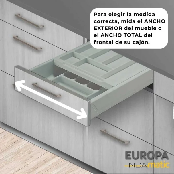 Porta-Talheres Duplo PVC Cinza para Gaveta de Cozinha Europa