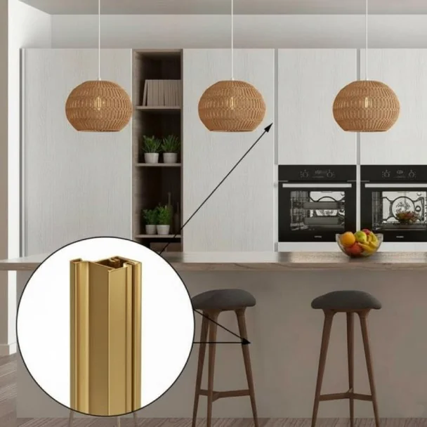 Perfil Gola Vertical Lateral Ouro 8018 para cozinhas