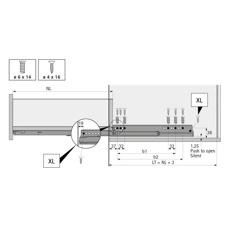 Conjunto Cacareiro AvanTech You H187/500 Antracite | Hettich
