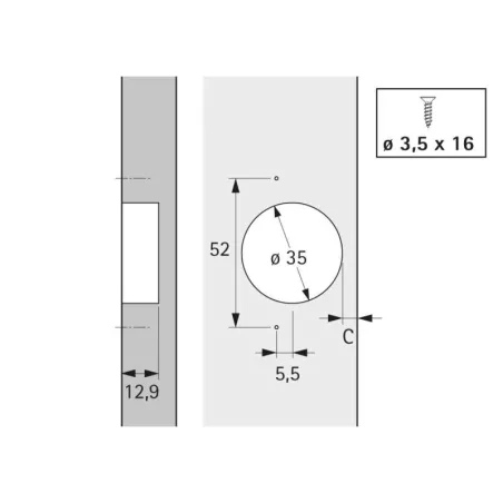 Dobradiça Especial 95º ET 582 | Hettich 72134