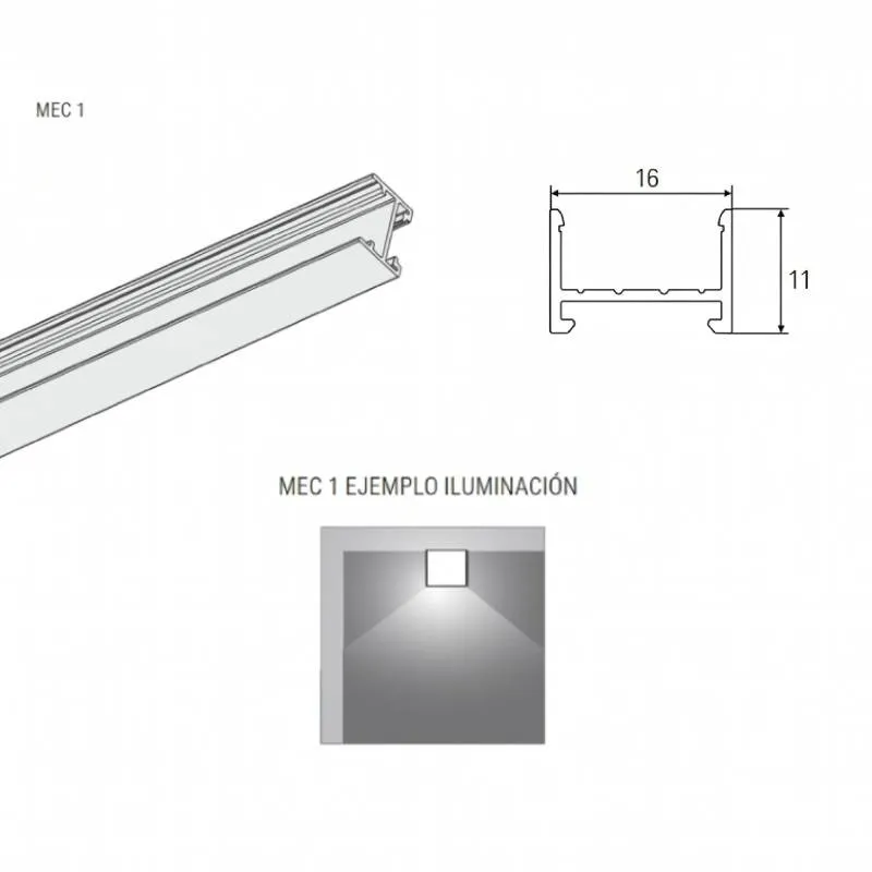 Perfil Reto Luz LED Mec 1 para Cozinha | L&S