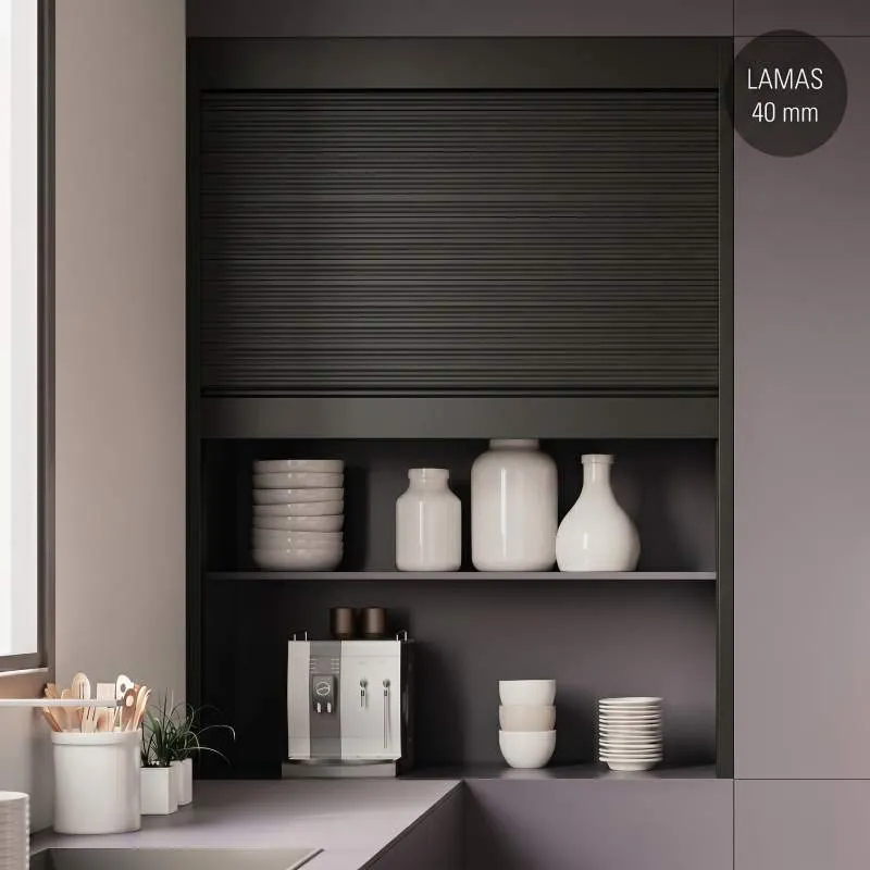 Kit Persiana Alumínio Box Milano Preto Fosco Lâmina 40 para Cozinha