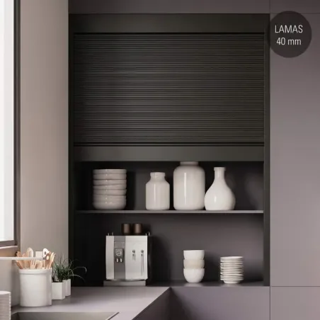 Kit Persiana Alumínio Box Milano Preto Fosco Lâmina 40 para Cozinha