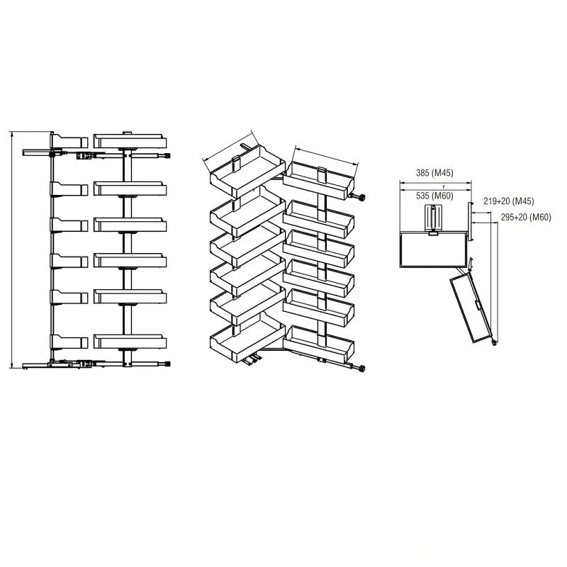 Kit Coluna Despenseiro Extraível Duo Lâmina | Vibo EDCI4512M2LGM