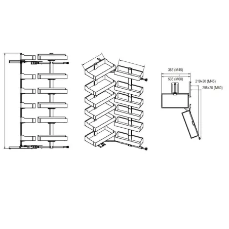 Kit Coluna Despenseiro Extraível Duo Lâmina | Vibo EDCI4512M2LGM