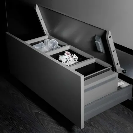 Cubo Reciclagem Lixo MoveBin Antracite para Móvel Inferior de Cozinha