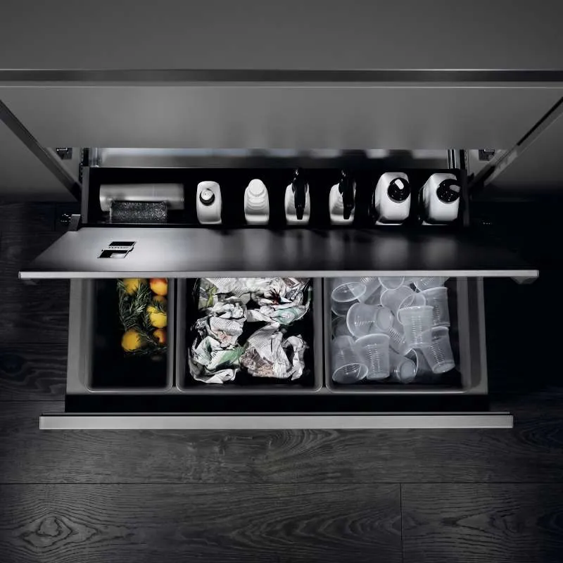 Cubo Reciclagem Lixo MoveBin Antracite para Móvel Inferior de Cozinha