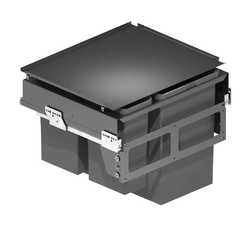 Cubos de Lixo 2 x 24 + 2 x 8 L com Sistema de Guias para Cozinha