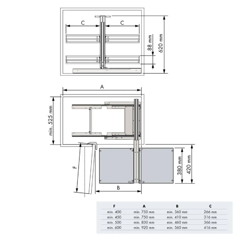 Extraível de Canto Articulado Flat Antracite para Cozinha