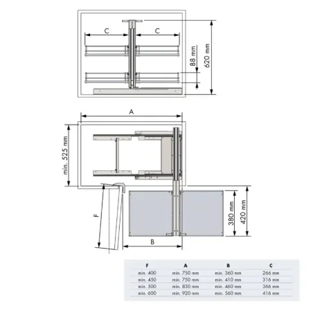 Extraível Canto Articulado Compact Antracite