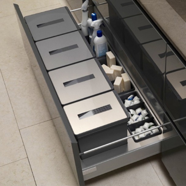 Cubos Reciclagem de Lixo de Aço Inoxidável para Gaveta Cozinha