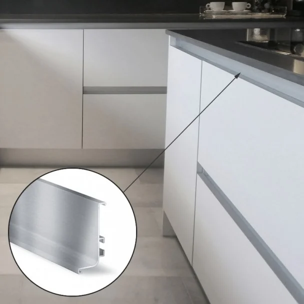 Perfil Sistema Gola Horizontal Superior Inox 8006