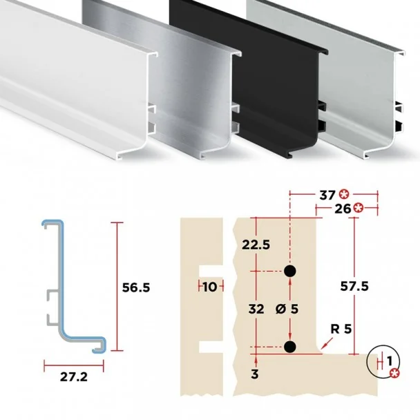 Perfil Sistema Gola Horizontal Superior Branco 8006