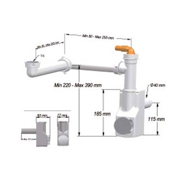 Sifão Salva Espaço 1 Via para Pia