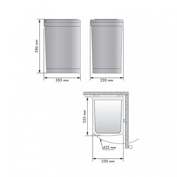 Balde Lixo Retangular Inox 21 L