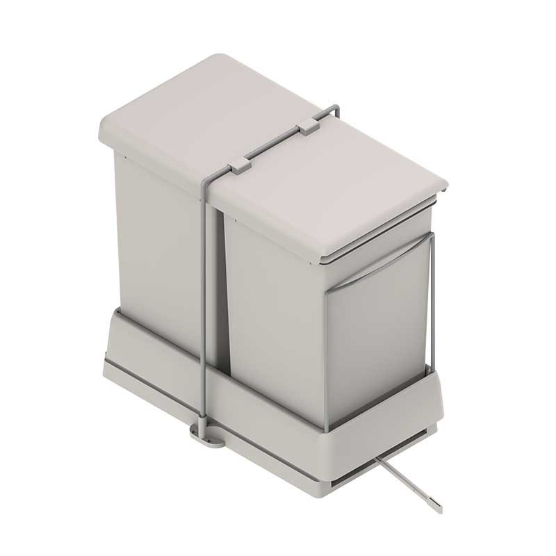 Homcom Cubos de Lixo para Cozinha com 3 Recipientes de Reciclagem  Removíveis 1x20L e 2x10L Metal e Plástico 48x34,2x41,8cm Cinza