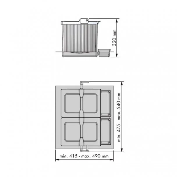 Cubos Reciclagem de Lixo para Gaveta Mod. J