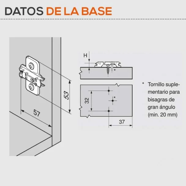 Base em forma de Cruz Blum para Dobradiças de Cozinha