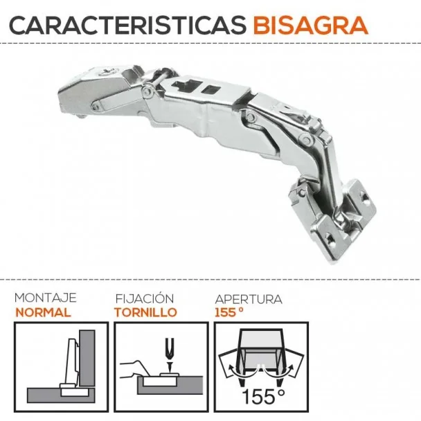 Dobradiça 155º Grande Ângulo Blum para Portas de Cozinha