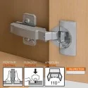 Dobradiça 110º Montagem Amortecedor Central com Freio de Blum para Cozinha