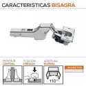 Dobradiça 110º Montagem Amortecedor Central com Freio de Blum para Cozinha