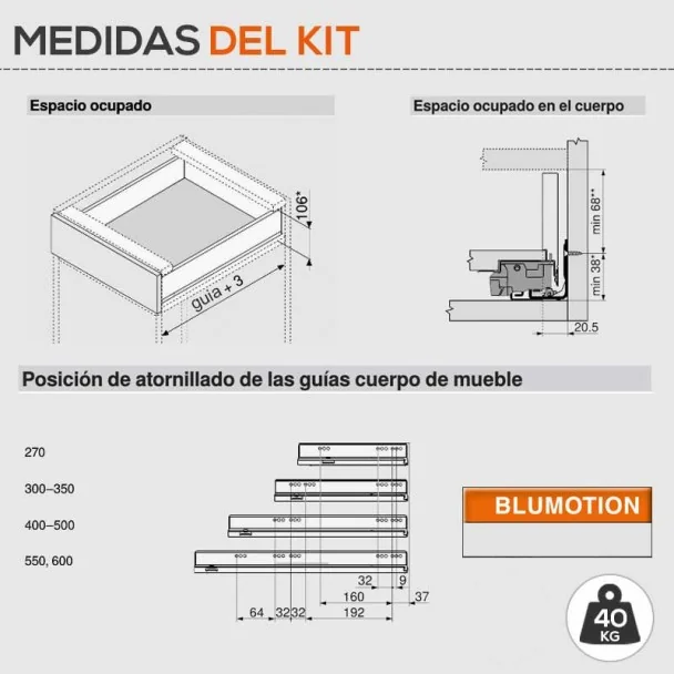 Gaveta Cinza 40 kg Legrabox Pure M