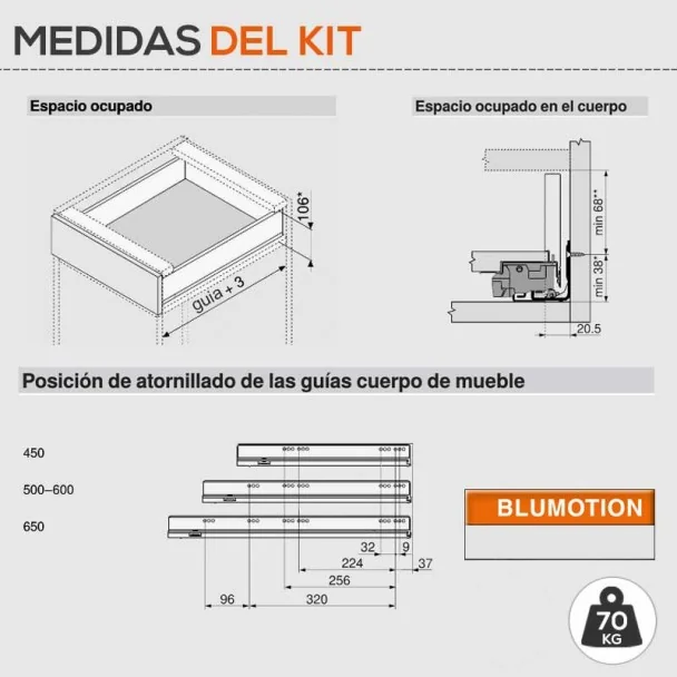 Gaveta Cinza 70 kg Legrabox Pure M