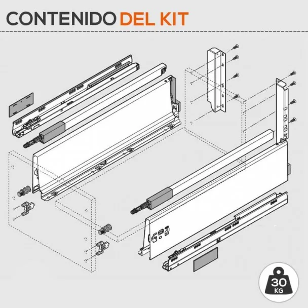 Extensão Branco 30 kg Blum Tandembox Antaro D para Cozinha