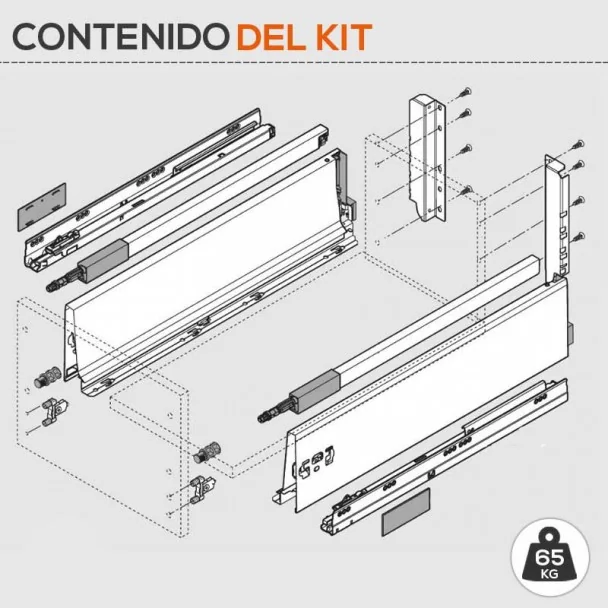 Extensão Cinza 65 kg Blum Tandembox Antaro D para Cozinha