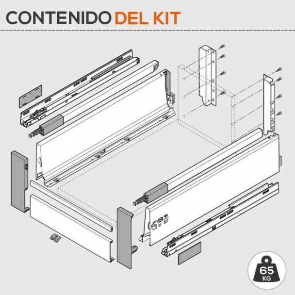 Extensão Interior Cinza 65 kg Tandembox Antaro D para Cozinha