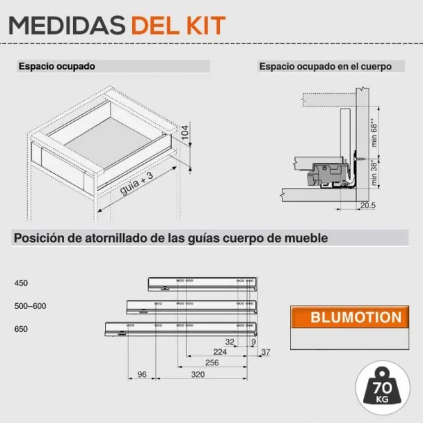 Gaveta Interna Cinza 70 kg Legrabox Pure M