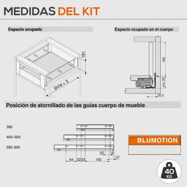 Extensão Interior Cinza 40 kg Legrabox Free C