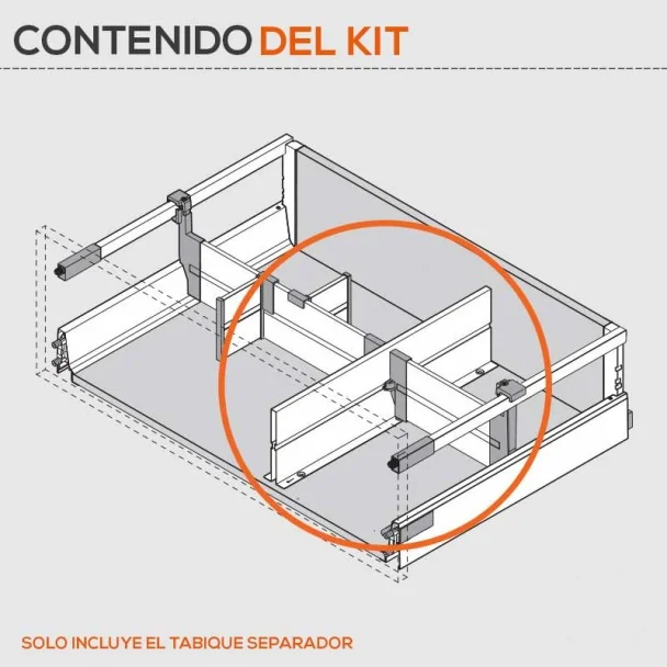 Divisória de Separação ORGA-LINE para Extensões de Cozinha Blum