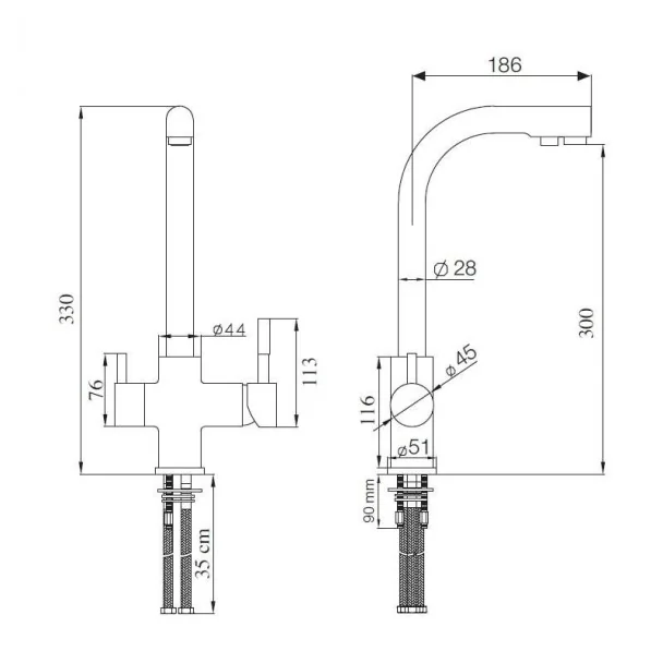 Torneira Osmose Angular Tipo 1 para Cozinha