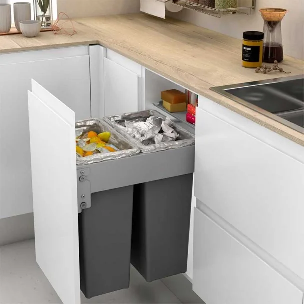 Cubos Reciclagem de Lixo 35 + 35 L, com Sistema de Guias