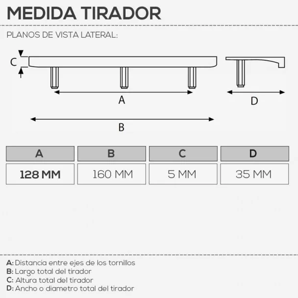 Puxador de Zamak Preto Fosco 4081E 160 mm