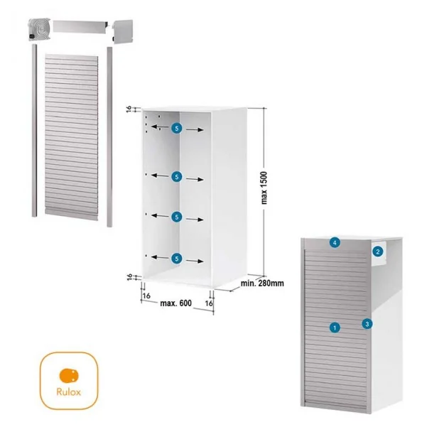 Kit Persiana 60 x 150 cm PVC Inox para Móveis de Cozinha