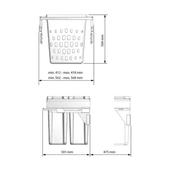 Cesta frontal removível para roupas Compact