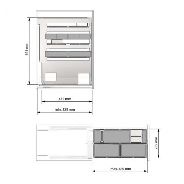 Despensa 3 Alturas para Gaveta Flat Antracite