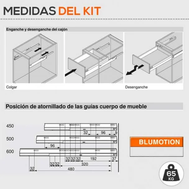 Guias 65 Kg Gavetas e Extensões Tandembox Antaro